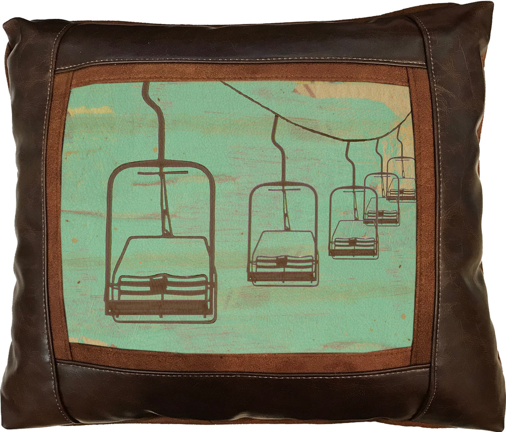 Ski Lifts On Color Frame Pillow By Sweetwater