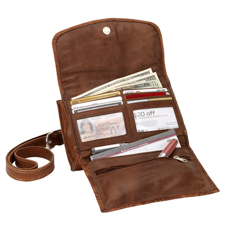 2way bag／brown Texas Two Step Small Chocolate Crossbody Bag/Wallet 0982