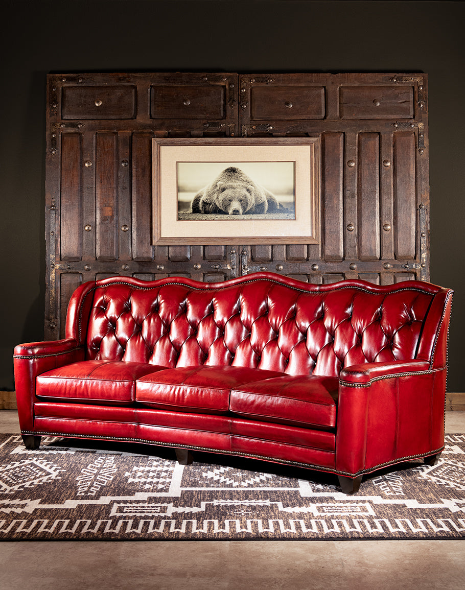 Alameda Red Leather Western Sofa