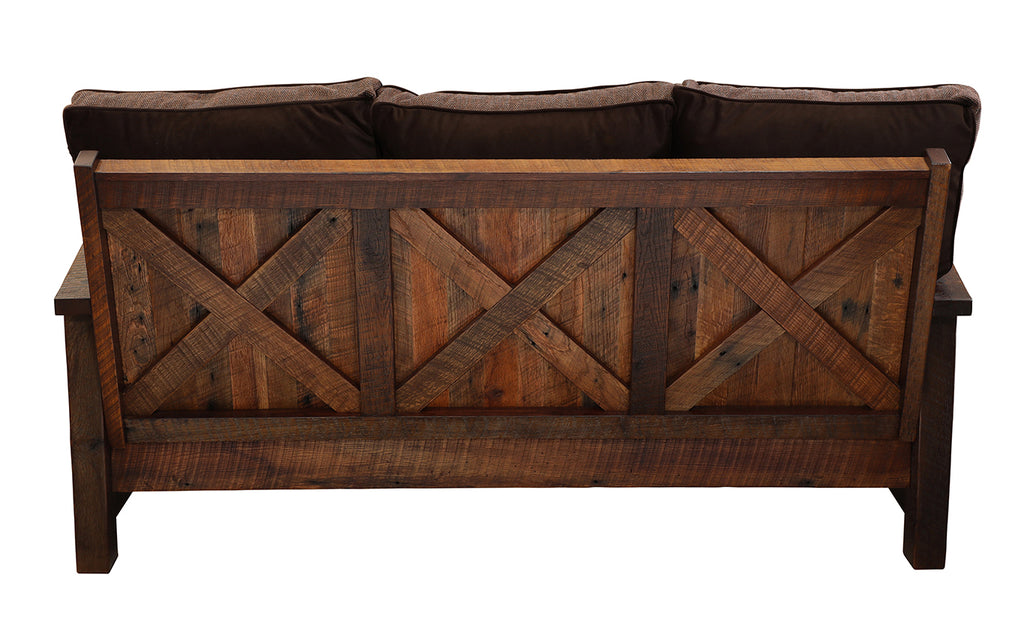 Wooden bench with a rustic design on a white background