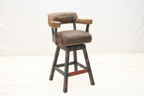 Old Hickory Tannery Multi Leather Swivel Counter Stool – Western