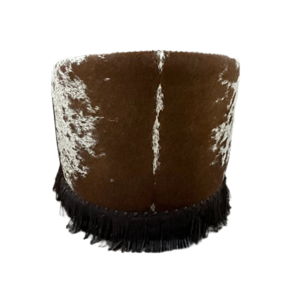 back of chair showing natural cowhide leather