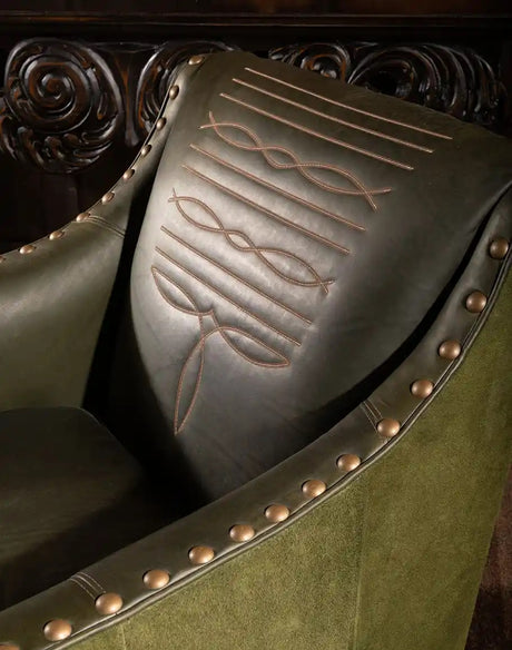 Cassidy Green Saddle Boot Stitch Western Leather Chair – Western