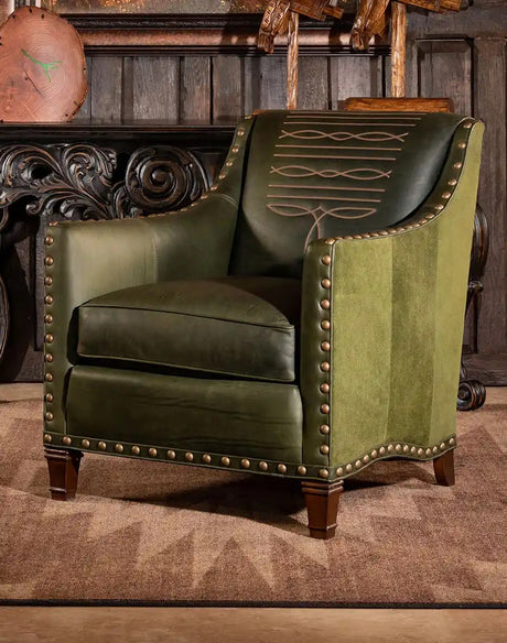 Cassidy Green Saddle Boot Western Leather Chair – Western Passion