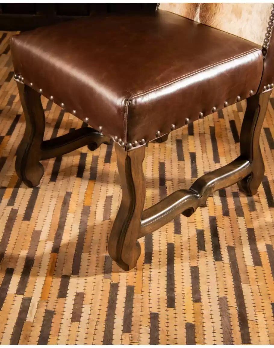 Dark Leather and Springbok Antelope Dining Chair Western Passion
