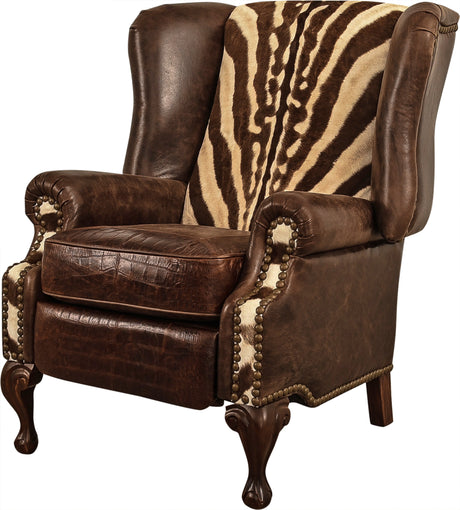 Exotic Zebra Leather Wingback Recliner – Western Passion