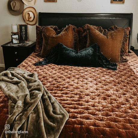 スカート She Tokyo Betty Velvet Quilt 34 Stella Copper Brown Faux Silk Velvet Quilt Set | Western Passion