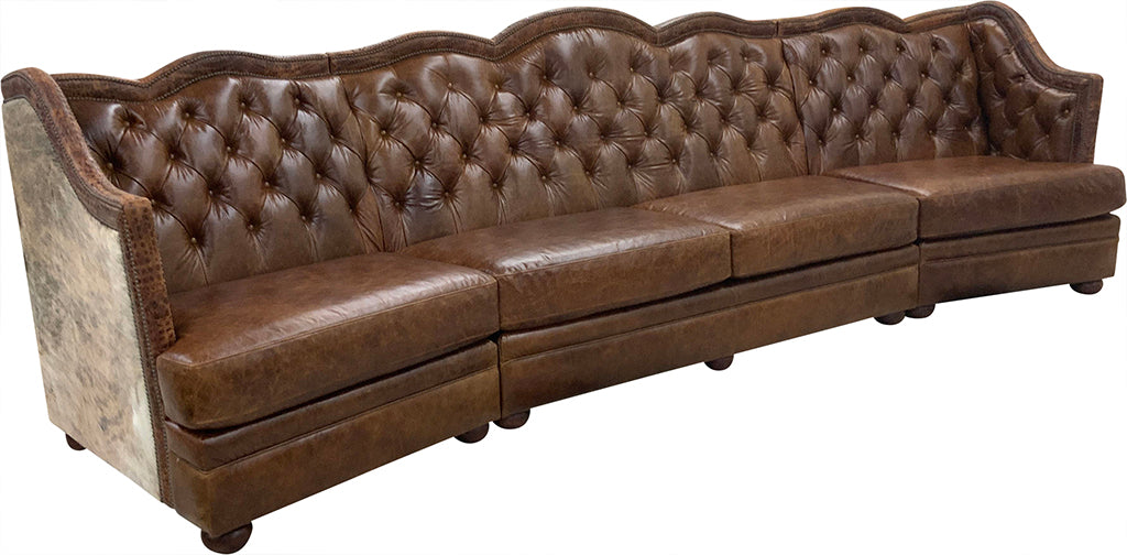 front of Gaucho Curved Tufted Western Sofa