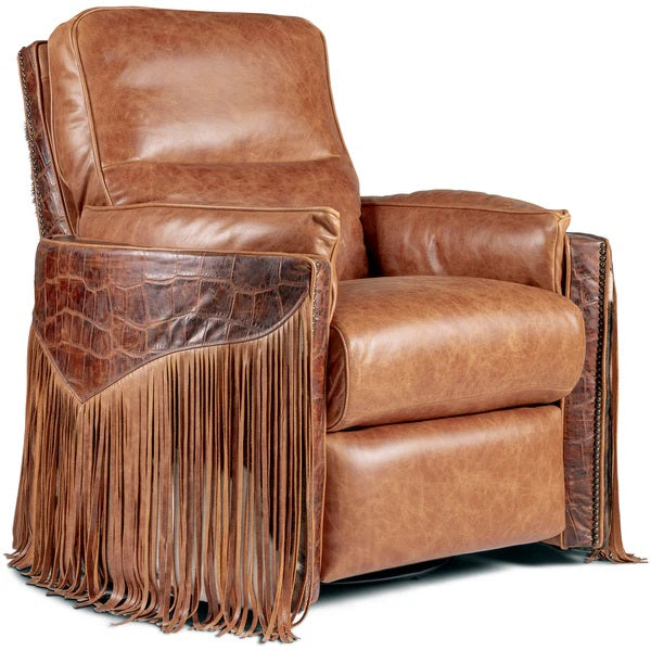 Heritage Ranch Saddlehorn Embossed Leather, Fringe & Hide Recliner