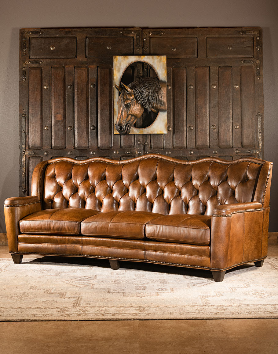 Hutton Tufted Leather Western Sofa