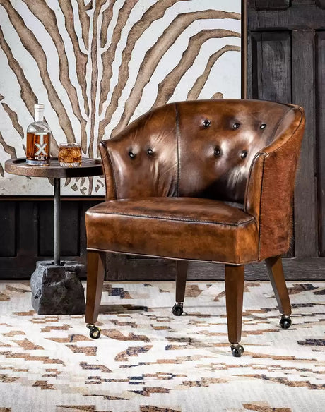 King Cattle Leather Chair with Casters – Western Passion