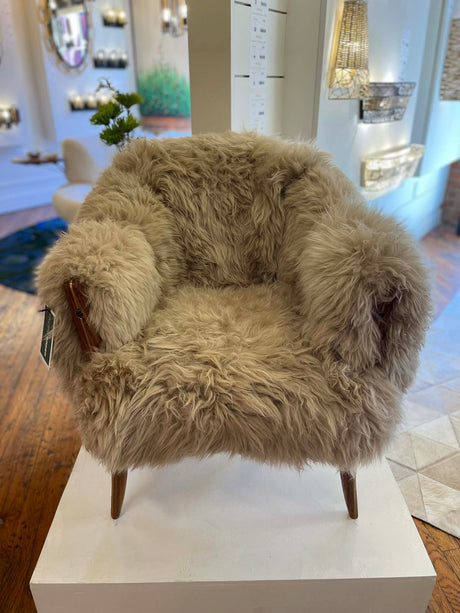 Pacific Green Millennium Taupe Sheepskin Leather Dining Chair