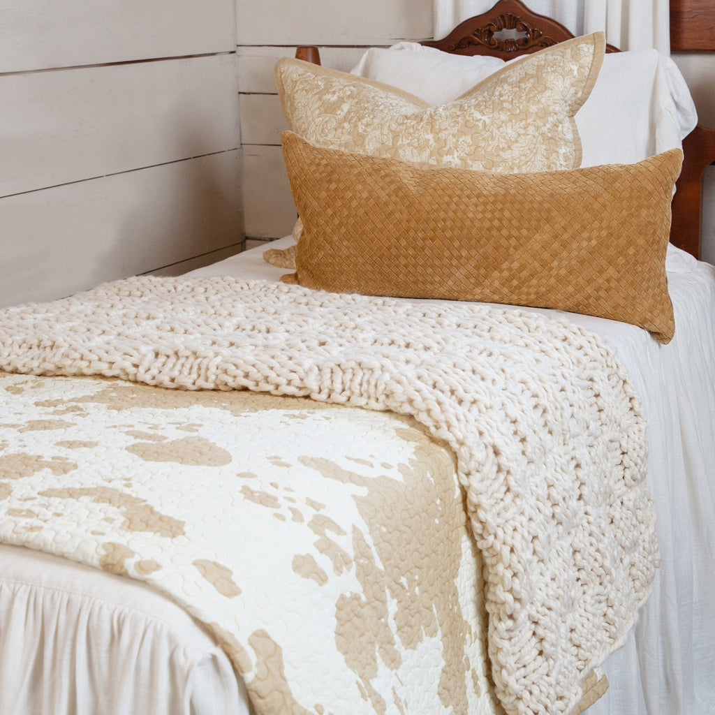 Elsa Cowhide Reversible Quilt Set in Light Tan from HiEnd Accents