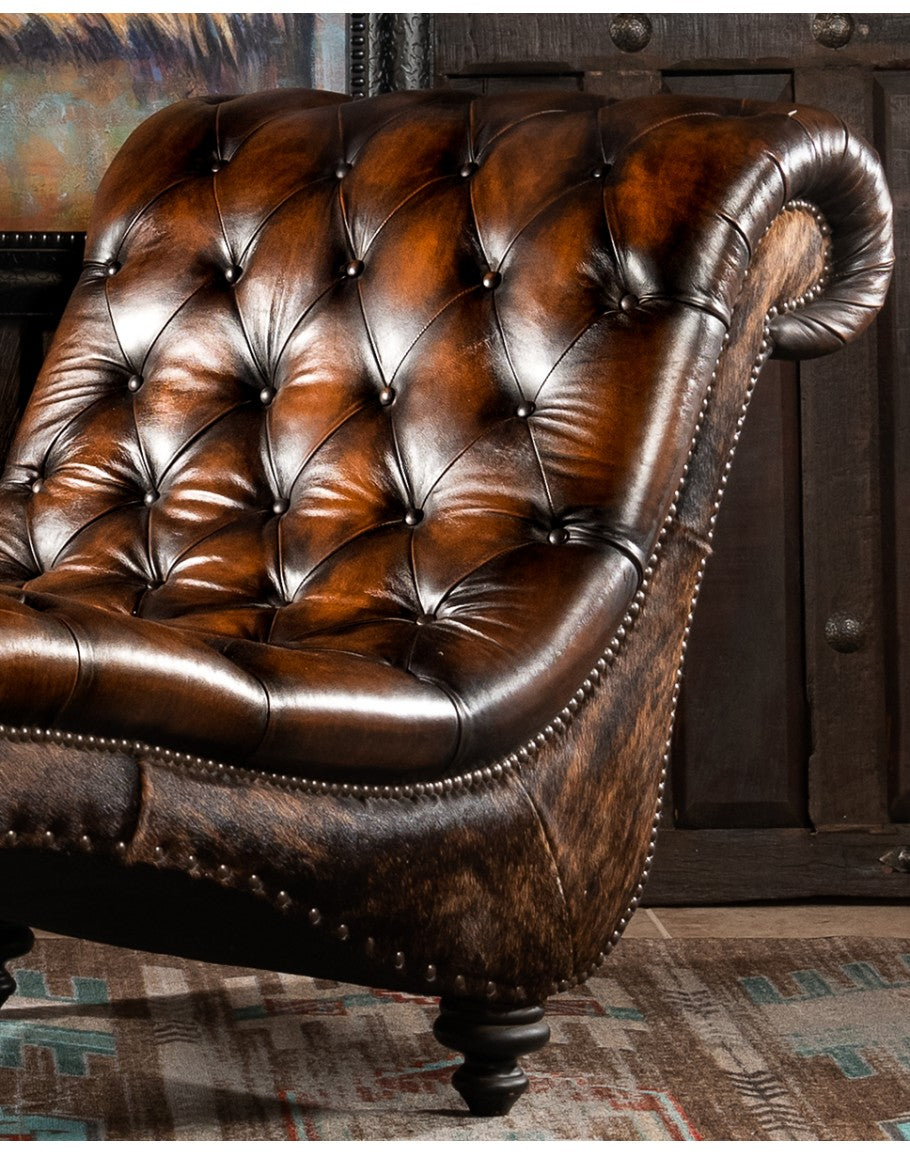 Leather tufted cheap chaise lounge