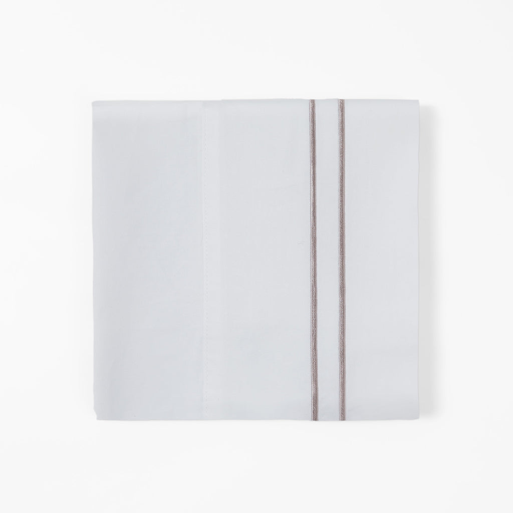 350TC White Sheet with Taupe Stripe Embroidery from HiEnd Accents