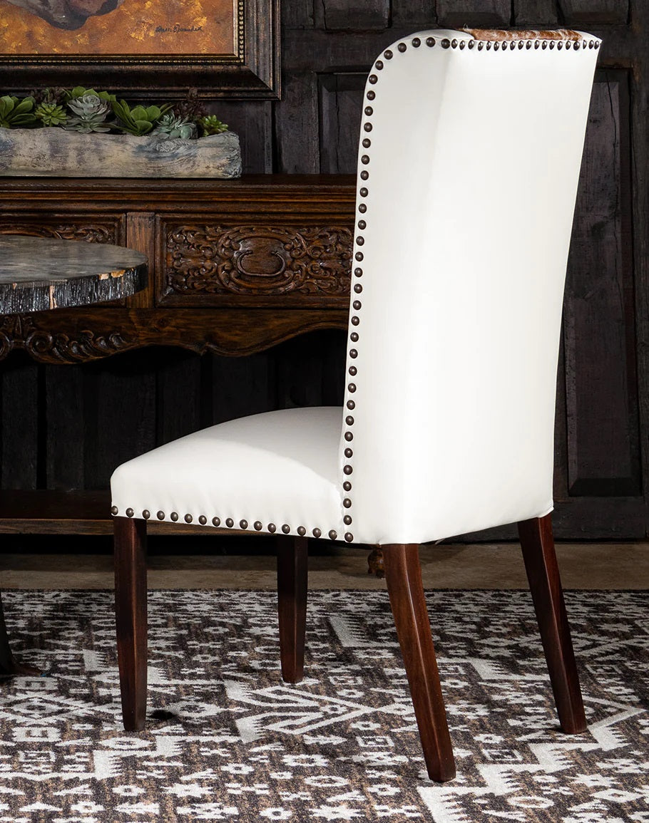 San Angelo Ivory and Hide Leather Dining Chair Western Passion