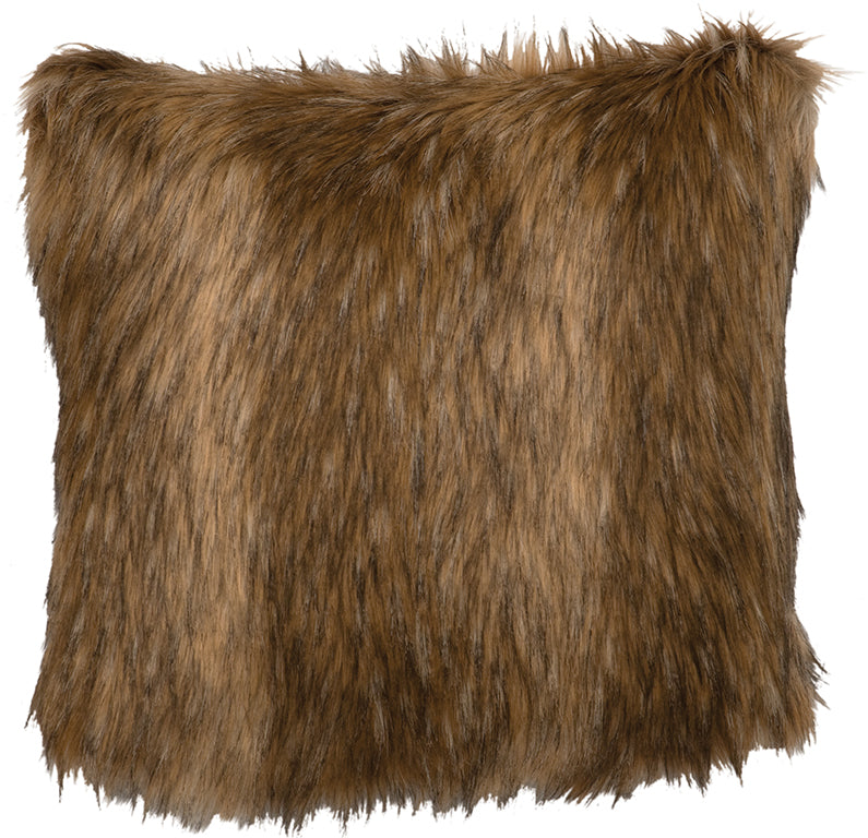Brown fur pillow on a white background