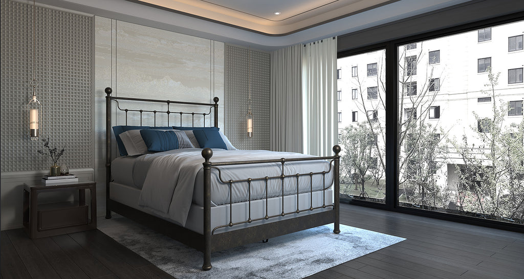 Aged Gold Iron Bed