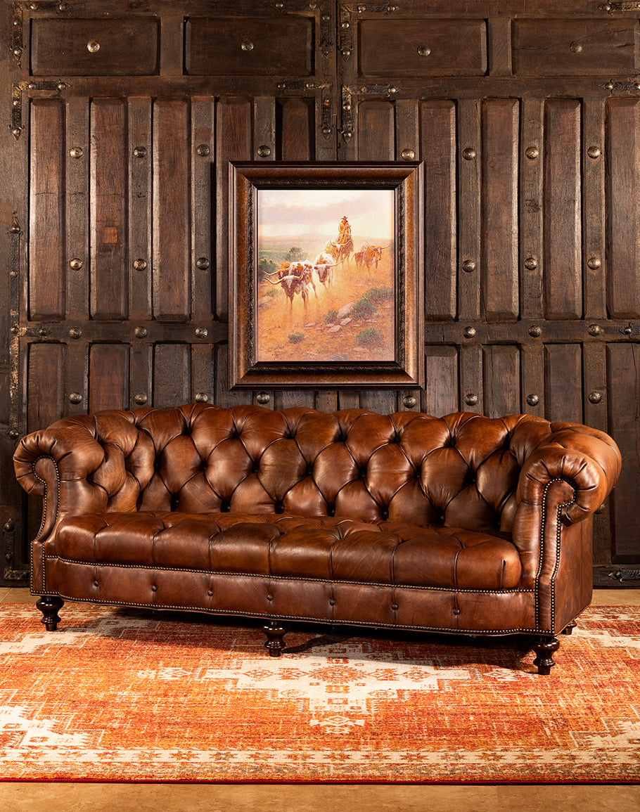 Old Hickory Tannery Executive 76L Chesterfield Sofa