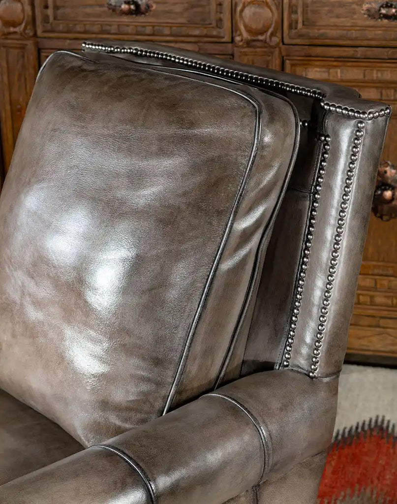 Detailed view of the pillow back, highlighting its plushness and supportive structure for back and neck comfort.