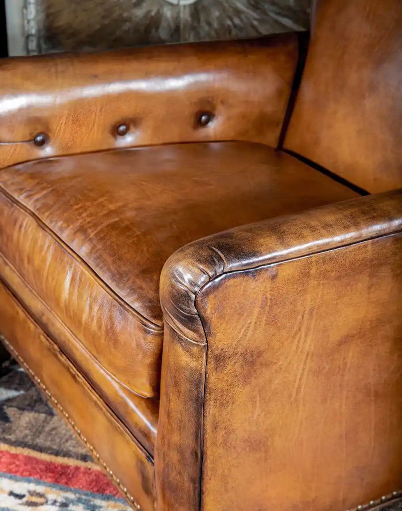Top-down view emphasizing the chair's spacious seating area and spring-down cushion.
