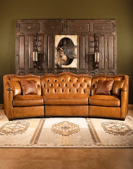 Brandon Tufted Leather Sofa Luxurious Ranch Style Sectional Western Passion