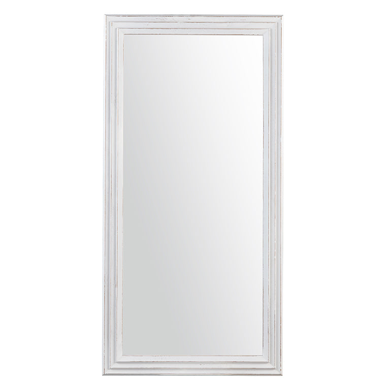 White framed mirror on a white background