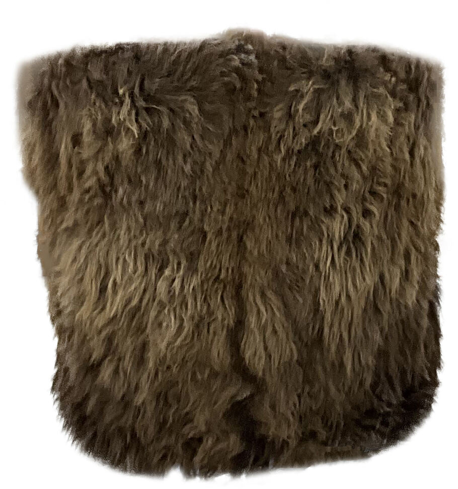 Rear view of the Buffalo Poker Chair highlighting the full buffalo hide covering the back and arms, offering a rugged yet elegant Western-style aesthetic.