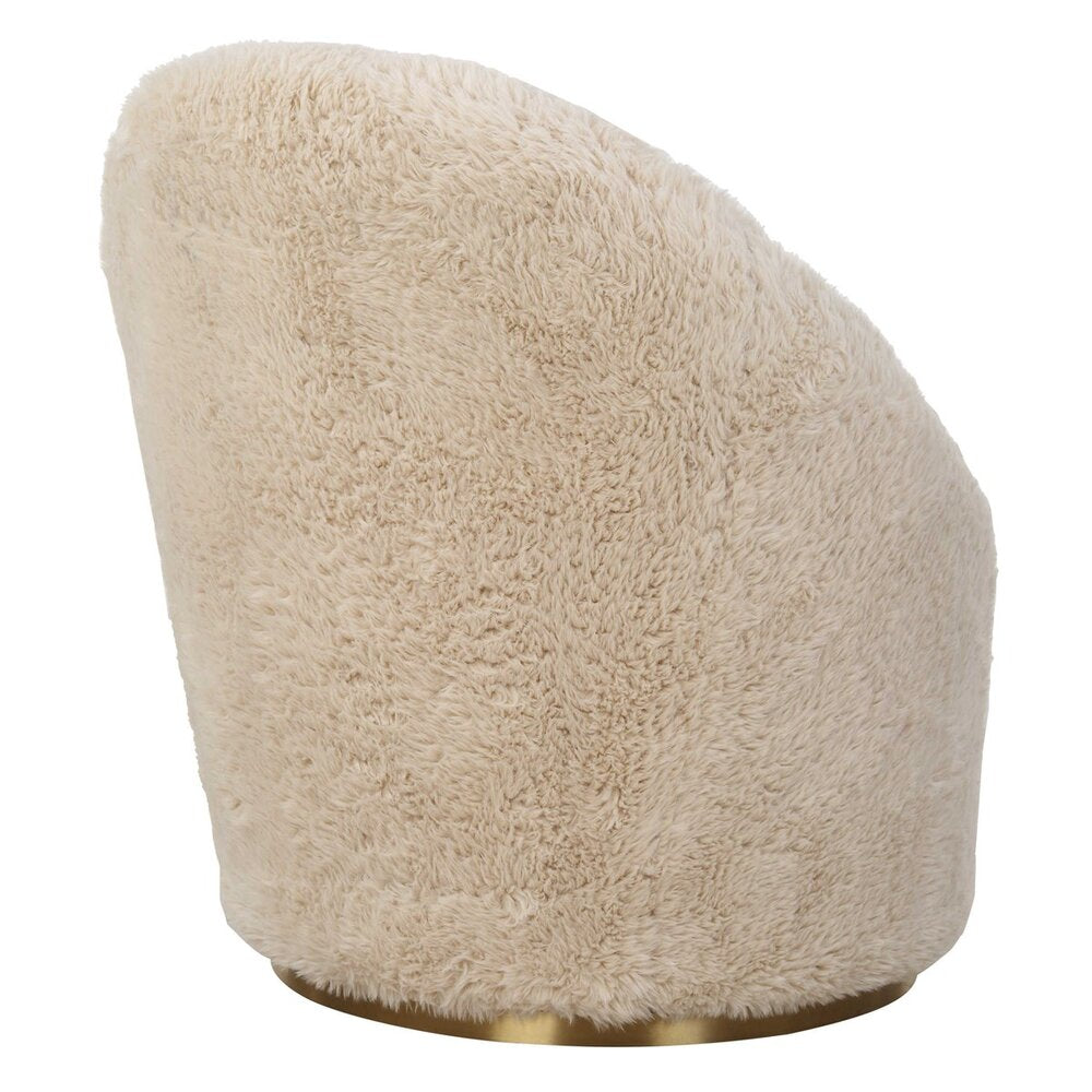 Side view of the Carmela Fluffy Chair, showcasing its soft faux sheepskin texture.