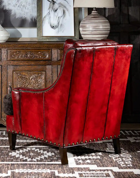 Cherry Red Leather Chair Bold Western Accent Seating – Western Passion
