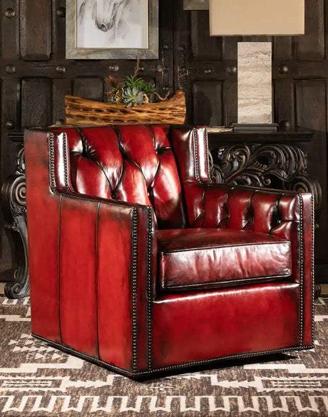 Cherry Red Swivel Accent Chair – Western Passion