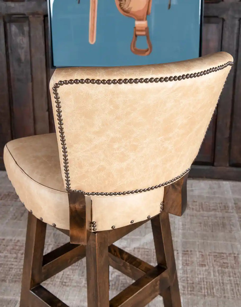 View of the Chisum TX Paraluman Barstool with its 360-degree swivel mechanism for easy movement and functionality.