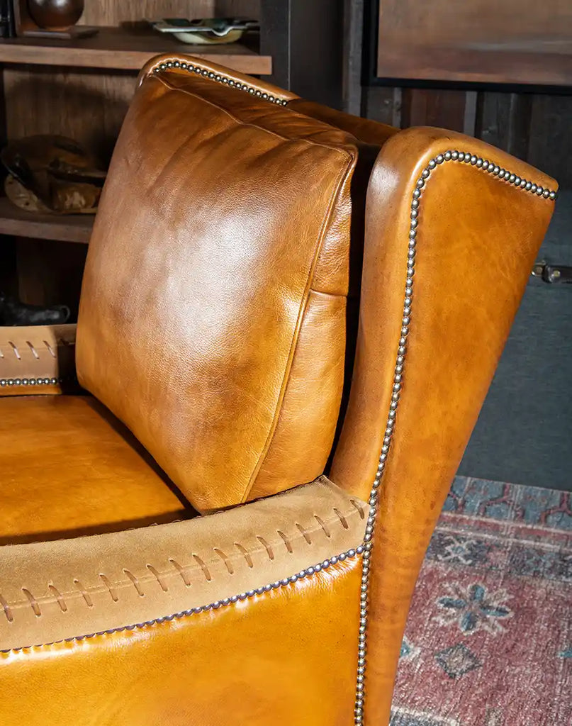 full grain leather chair close up texture