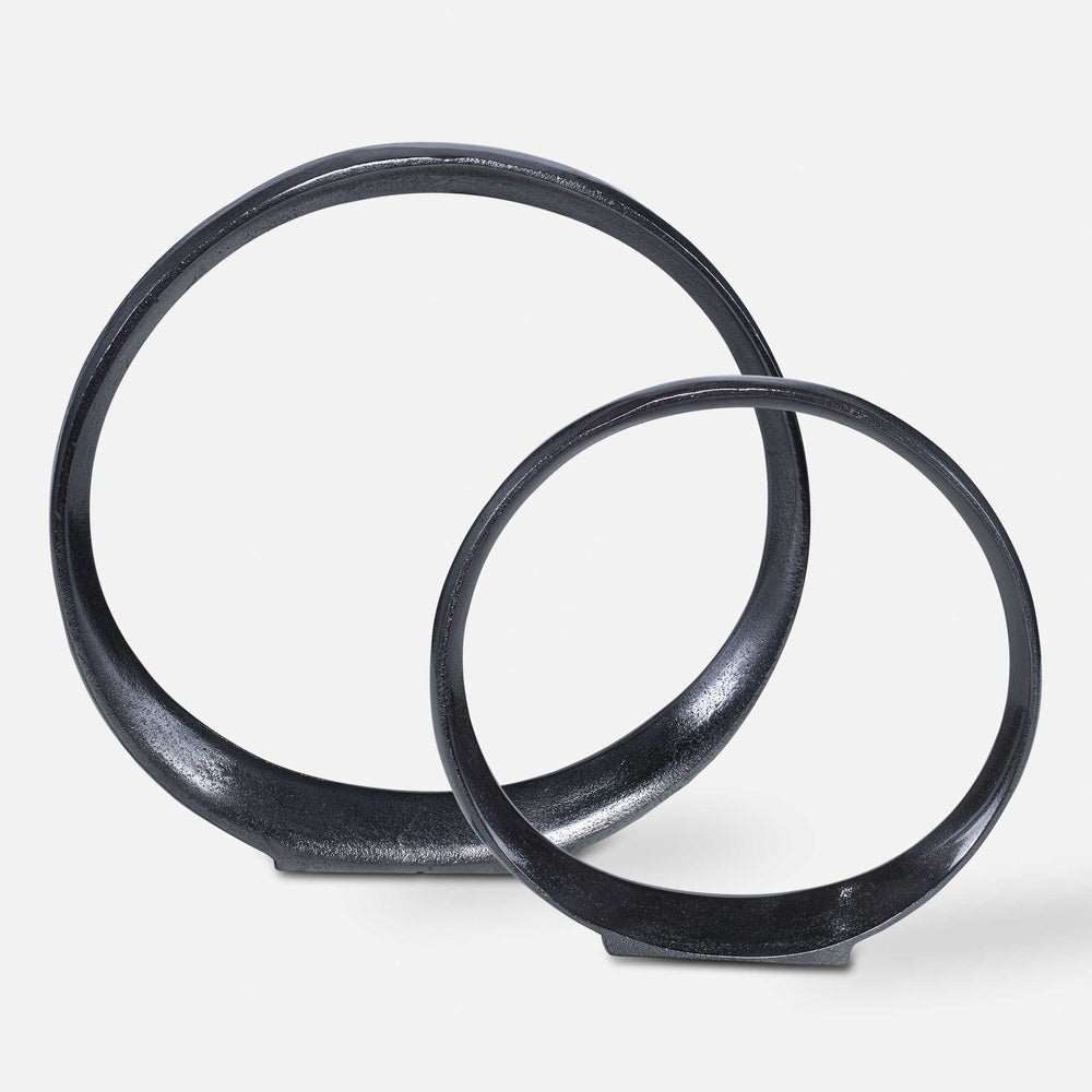 Black nickel Loop Ring decorative piece, perfect for modern home or office decor.