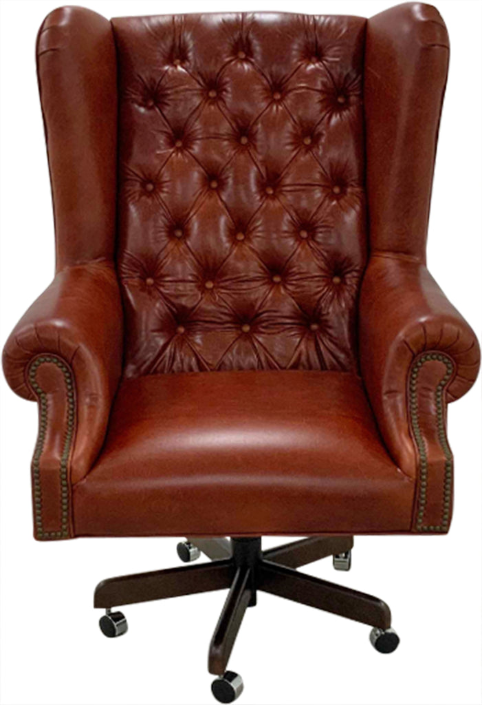 tobacco leather office chair Pottery Barn Faux Suede 'Tobacco' Glove Swivel Designed in an attractive style with tufted buttons Modern Tan Saddle Leather Desk