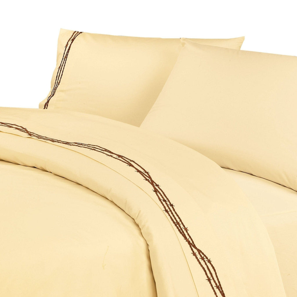 Embroidered Barbwire Sheet Set in Cream color from HiEnd Accents