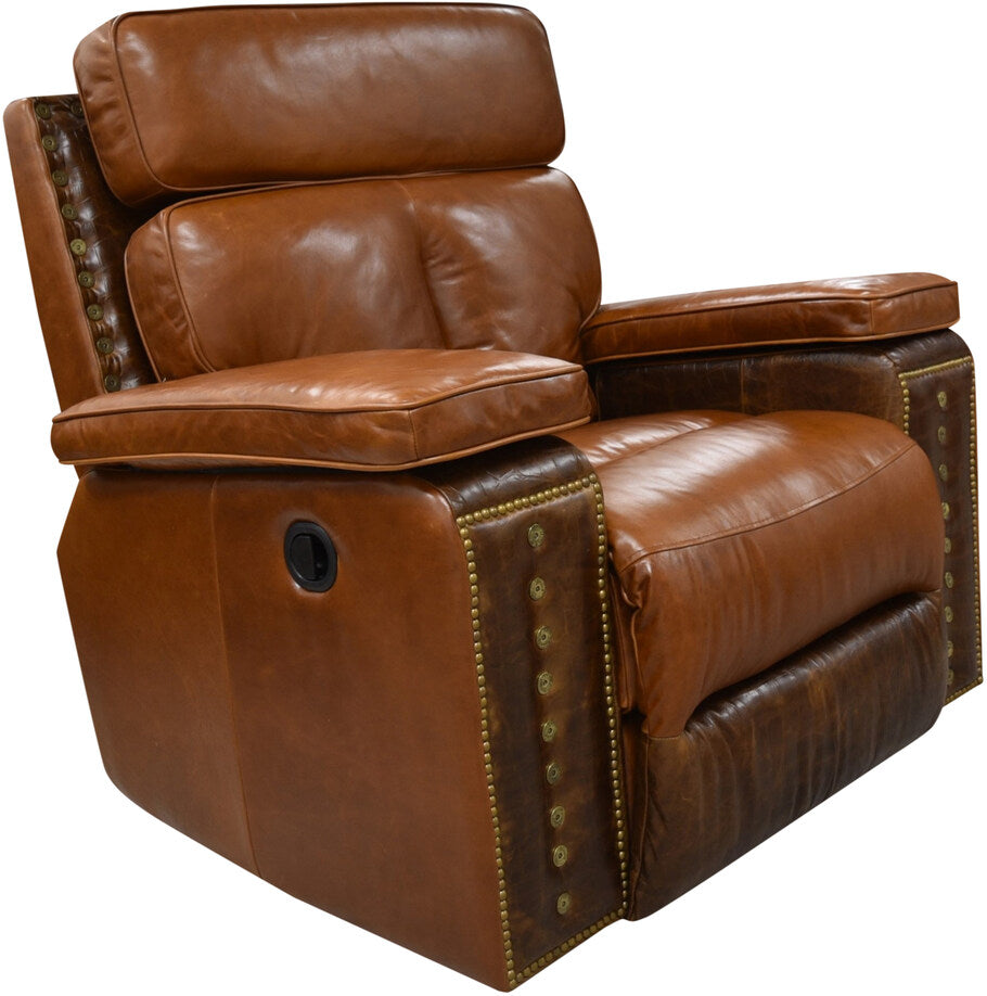 Side profile of Frankie's Rocker Recliner highlighting the swivel rocker mechanism and the chair's elegant silhouette.