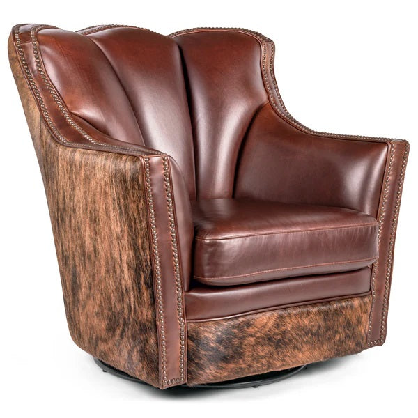 Heritage Ranch Mesa Grande Brindle Cowhide Swivel Glider Western