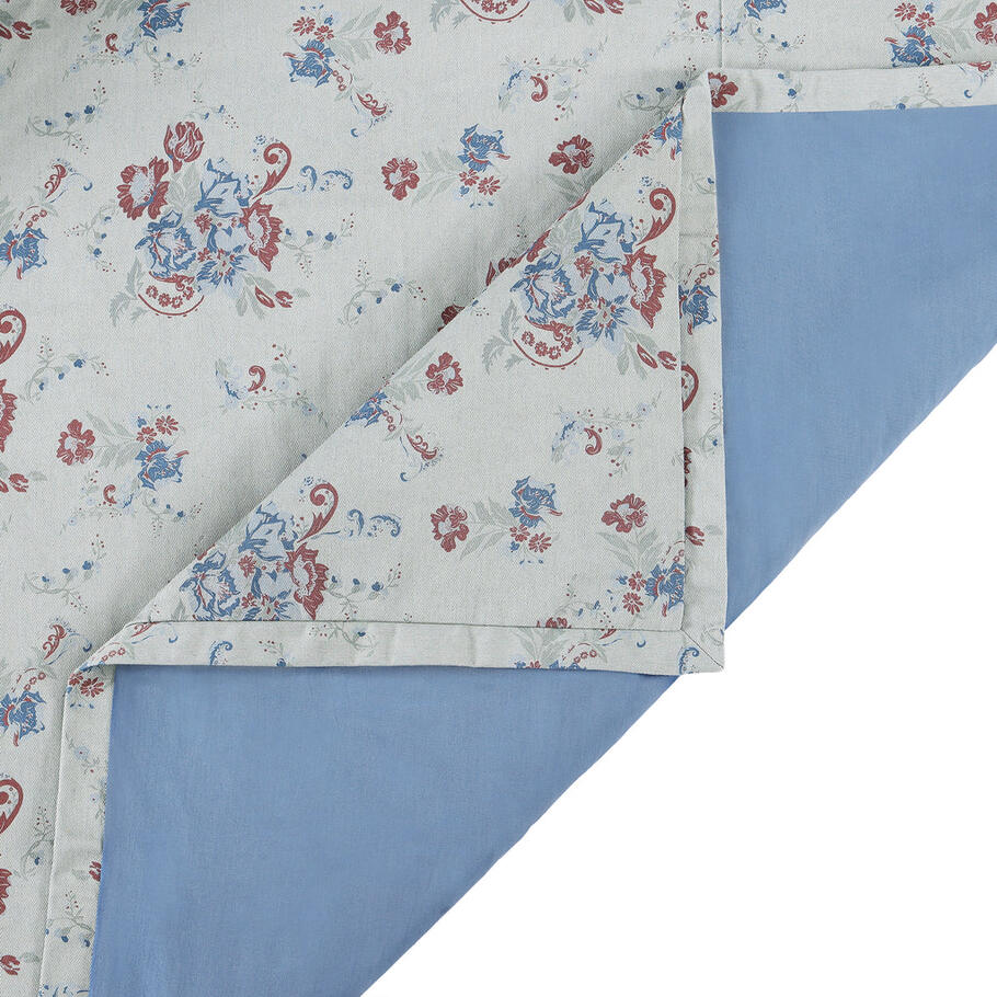 Close-up of the soft washed denim fabric texture of the Isabelle Bedding Set.