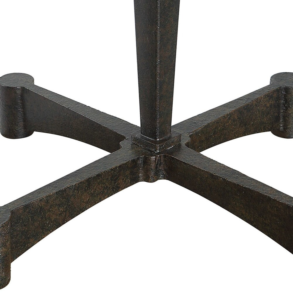 Close-up of the Katana Lamp’s industrial-style foot and elegant black metal finish.
