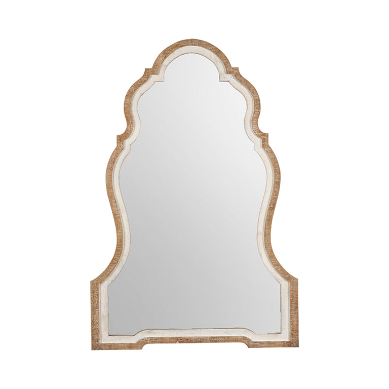 Decorative wall mirror with an arch-shaped frame on a white background