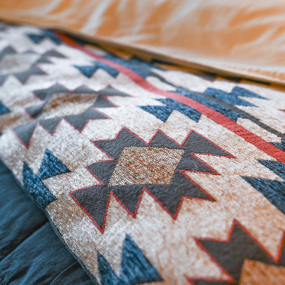 Close-up of the soft chenille fabric used in the Marina Bedding Set, highlighting its plush texture.