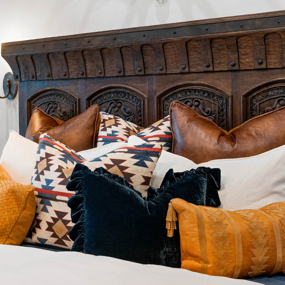 Marina Chenille Bedding Set styled with matching pillow shams for a cohesive Southwestern look.