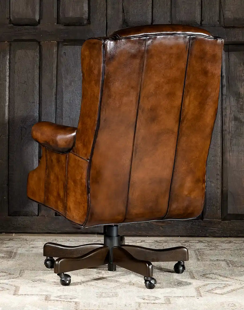 Back view of the Rancher Executive Desk Chair showcasing its elegant design and robust frame.