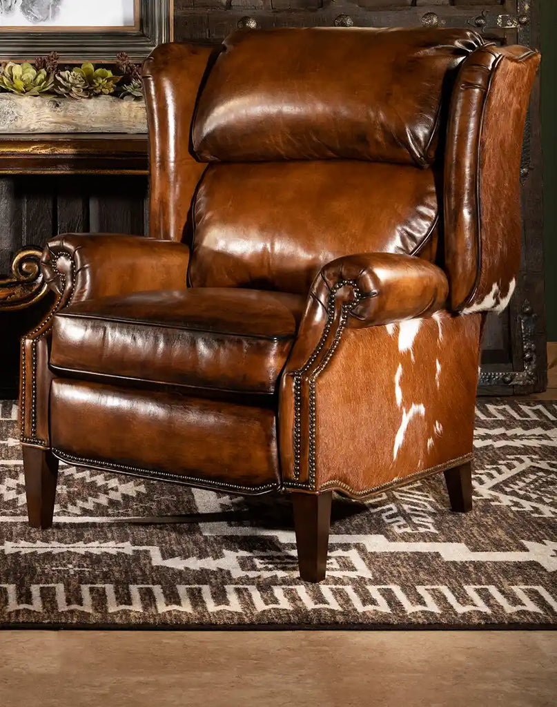 Scottie Leather Recliner, designed with a timeless Western-style and expertly crafted with artisan leather to the highest standard.