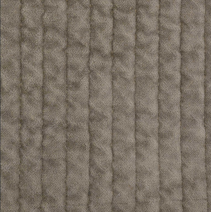 Close-up of the Stonewashed Taupe Cotton Velvet Quilt, highlighting the plush velvet texture and detailed channel stitching.
