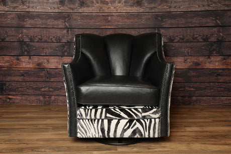 Arizona Black and White Zebra Leather Swivel Chair – Western Passion
