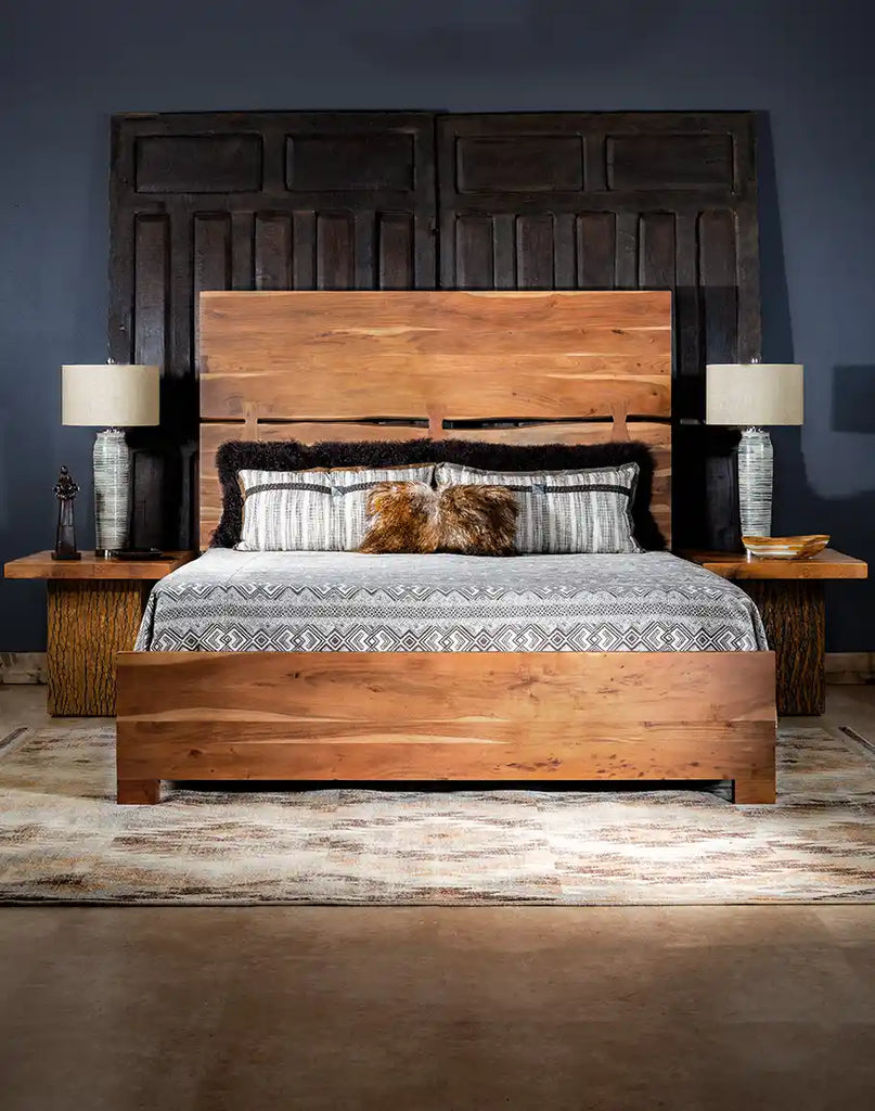 The bed placed in a stylish bedroom, demonstrating its versatility and how it complements both luxurious Western estates and modern urban flats.