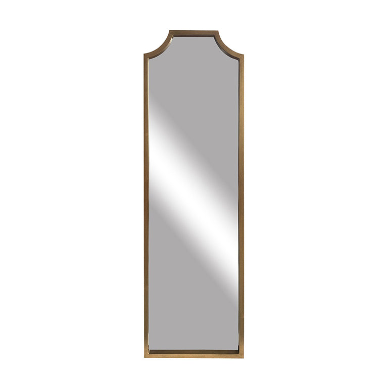 Rectangular mirror with a gold frame on a white background