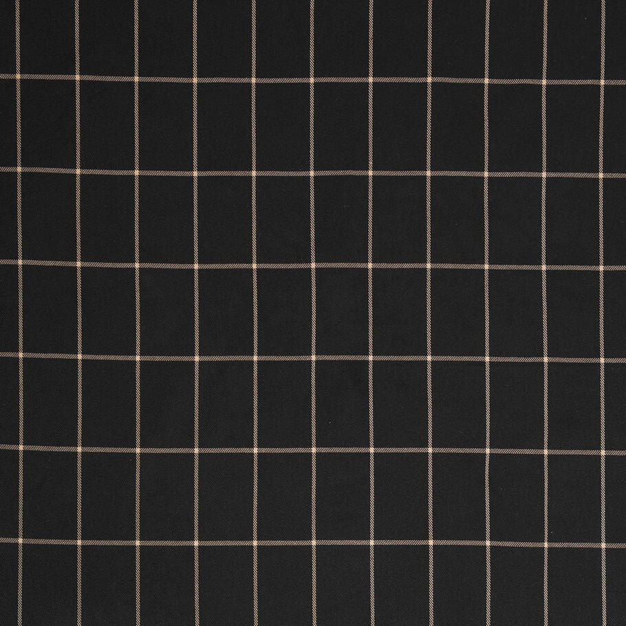 Detailed view highlighting the soft, yarn-dyed windowpane plaid pattern in black and golden yellow, emphasizing the set's classic lodge aesthetic.